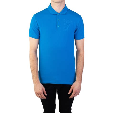 versace collection polo shirt blue|Versace polo shirt medusa.